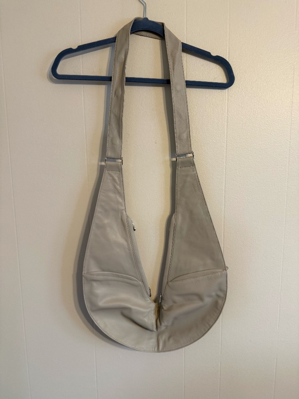 Brand New Genuine Leather Sash Bag - Light Greige
